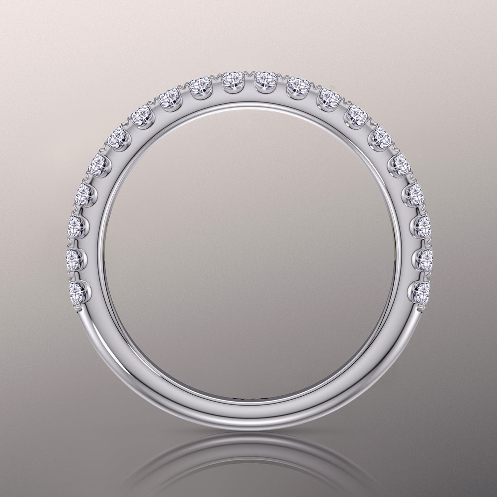 The Cassatt Wedding Band with Platinum Cut Diamond in 14KT Platinum view 2
