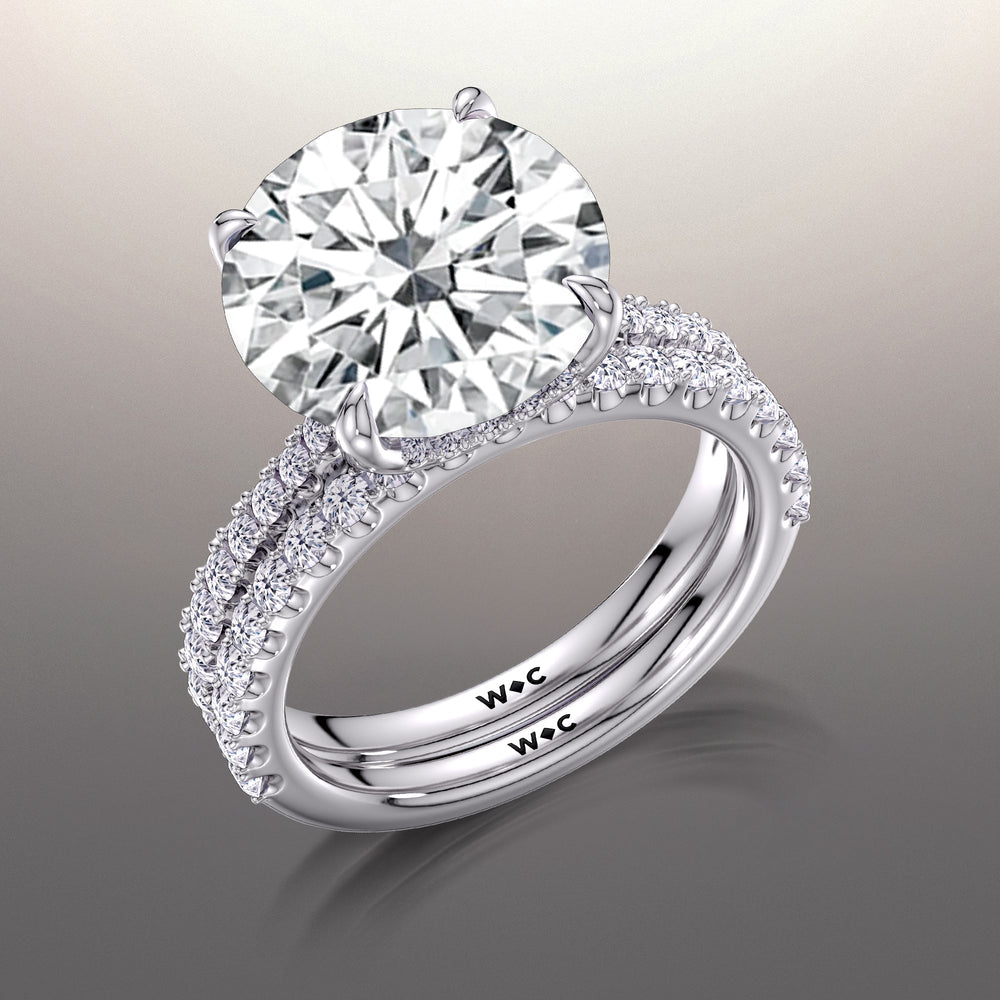The Cassatt Wedding Band with Platinum Cut Diamond in 14KT Platinum view 3
