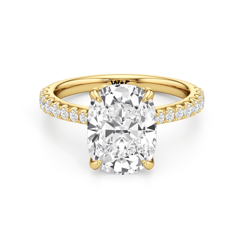 Antique Cushion Cut The Cassatt Ring with Lab Grown Diamond in 14KT Yellow Gold view 2
