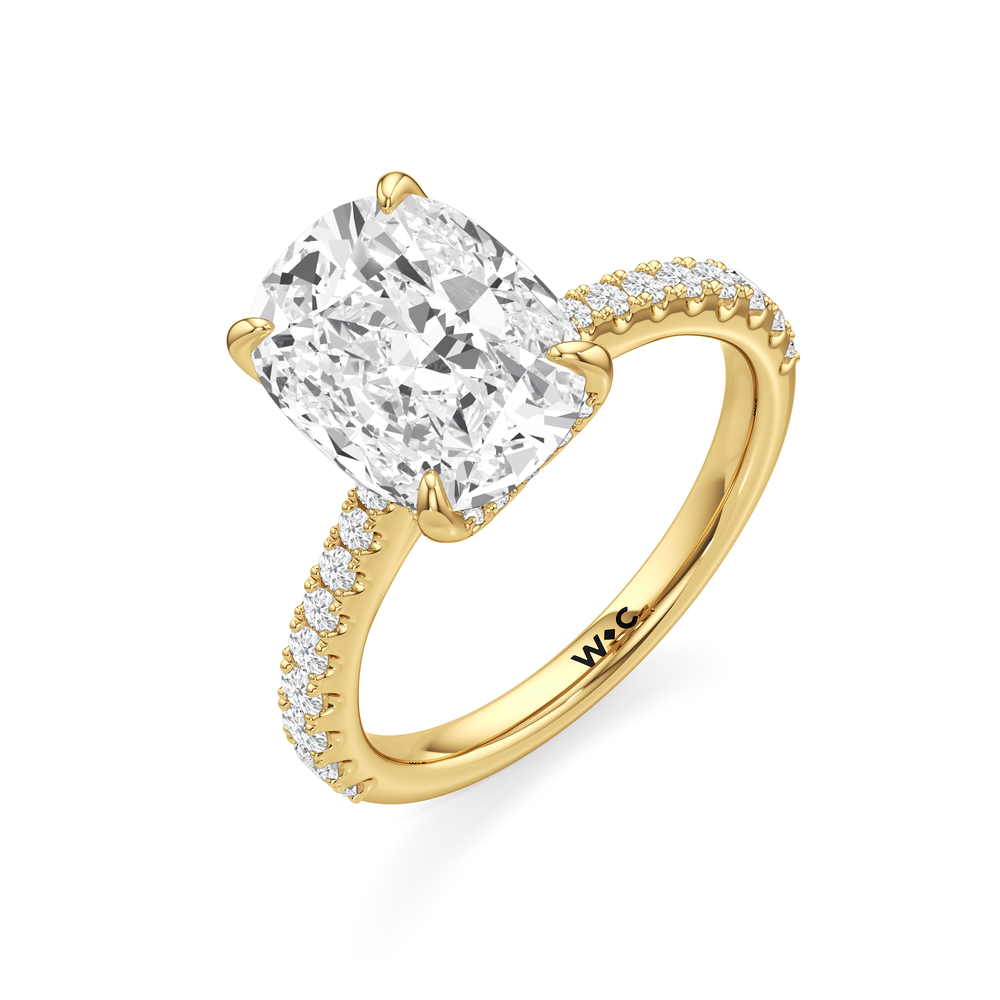 Antique Cushion Cut The Cassatt Ring with Lab Grown Diamond in 14KT Yellow Gold view 6
