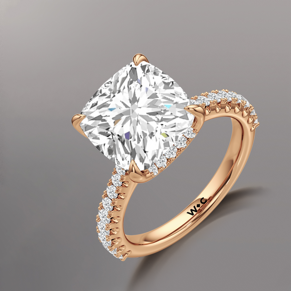 Cushion Cut The Cassatt Ring with Lab Grown Diamond in 14KT Rose Gold view 7
