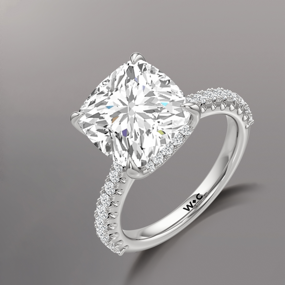 Cushion Cut The Cassatt Ring with Lab Grown Diamond in 14KT Platinum view 7
