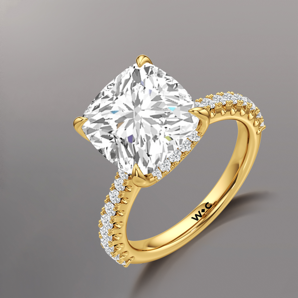 Cushion Cut The Cassatt Ring with Lab Grown Diamond in 14KT Yellow Gold view 7
