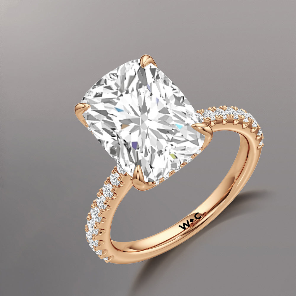 Elongated Cushion Cut The Cassatt Ring with Lab Grown Diamond in 14KT Rose Gold view 7

