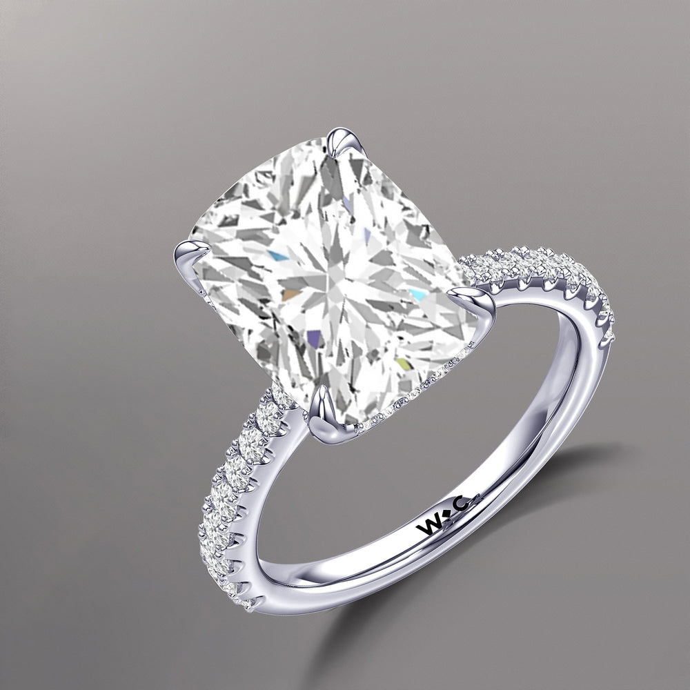Elongated Cushion Cut The Cassatt Ring with Lab Grown Diamond in 14KT Platinum view 7
