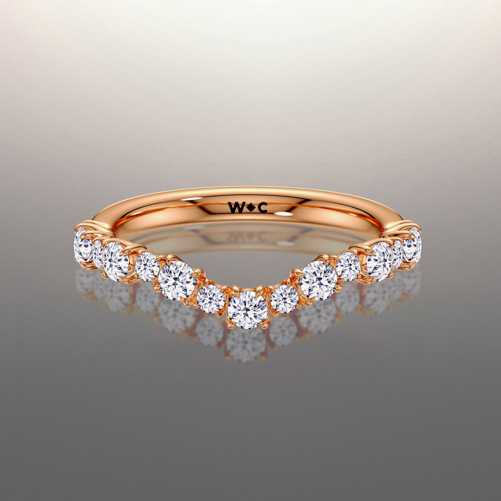 The Warhol Diamond Wedding Band with 18KT Rose Gold Cut Diamond in 14KT Rose Gold view 1
