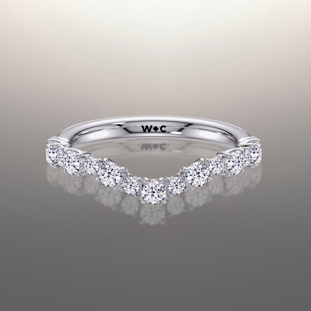 The Warhol Diamond Wedding Band with Platinum Cut Diamond in 14KT Platinum view 1

