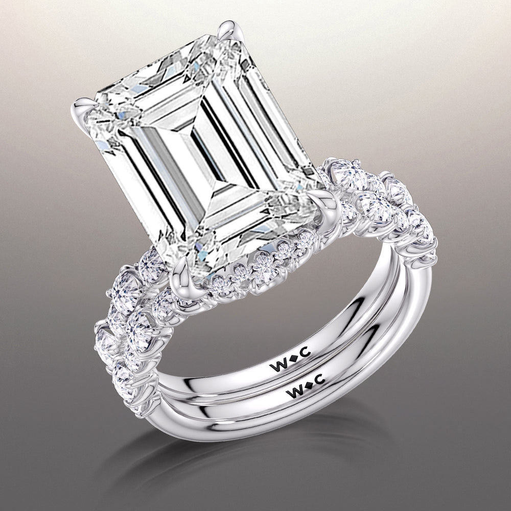 The Warhol Diamond Wedding Band with Platinum Cut Diamond in 14KT Platinum view 3

