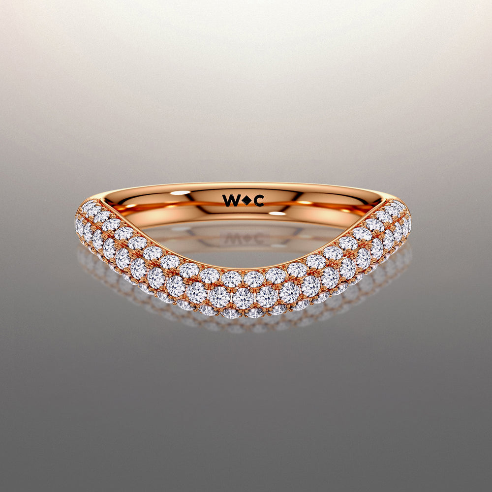 The Kahlo Diamond Wedding Band with 18KT Rose Gold Cut Diamond in 14KT Rose Gold view 1
