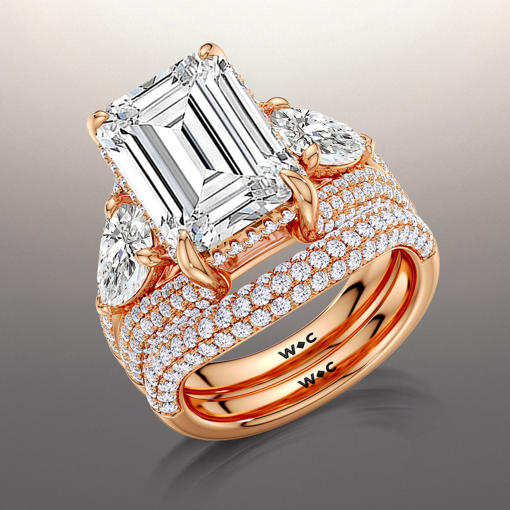 The Kahlo Diamond Wedding Band with 18KT Rose Gold Cut Diamond in 14KT Rose Gold view 3
