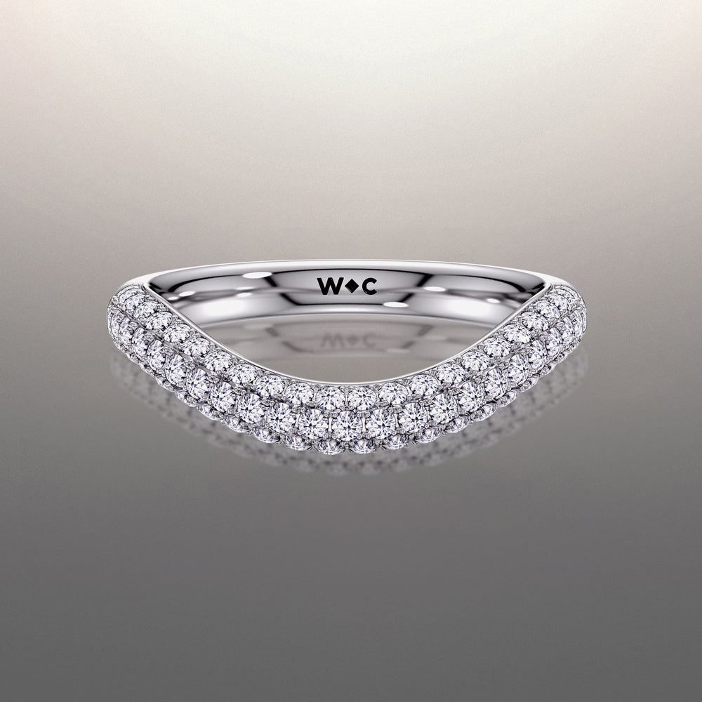 The Kahlo Diamond Wedding Band with Platinum Cut Diamond in 14KT Platinum view 1
