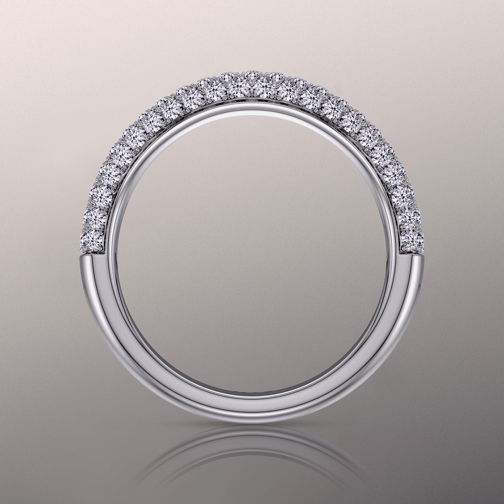 The Kahlo Diamond Wedding Band with Platinum Cut Diamond in 14KT Platinum view 2
