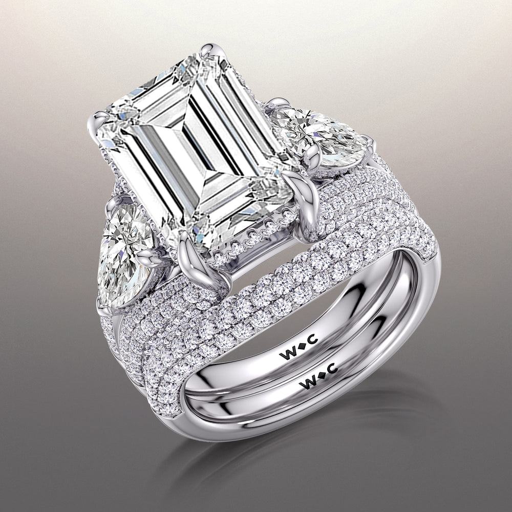 The Kahlo Diamond Wedding Band with Platinum Cut Diamond in 14KT Platinum view 3
