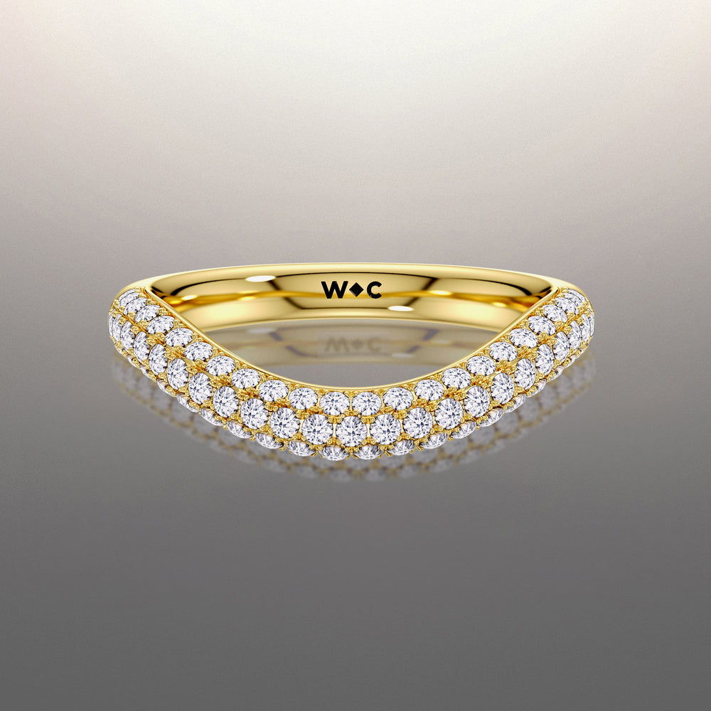 The Kahlo Diamond Wedding Band with 18KT Yellow Gold Cut Diamond in 14KT Yellow Gold view 1
