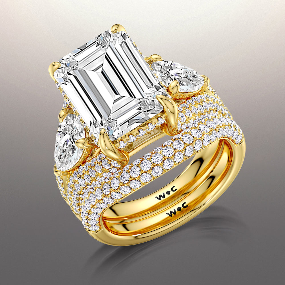 The Kahlo Diamond Wedding Band with 18KT Yellow Gold Cut Diamond in 14KT Yellow Gold view 3
