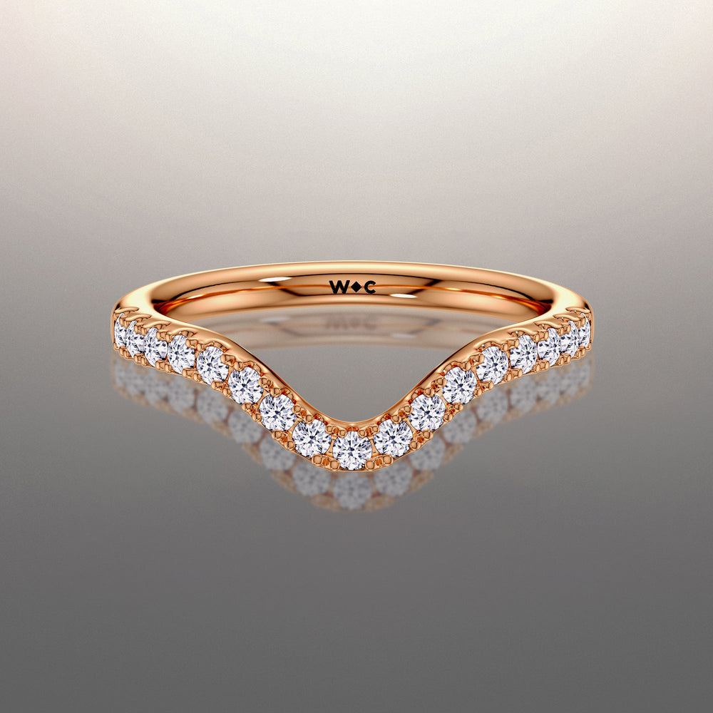The Delacroix Diamond Wedding Band with 18KT Rose Gold Cut Diamond in 14KT Rose Gold view 1
