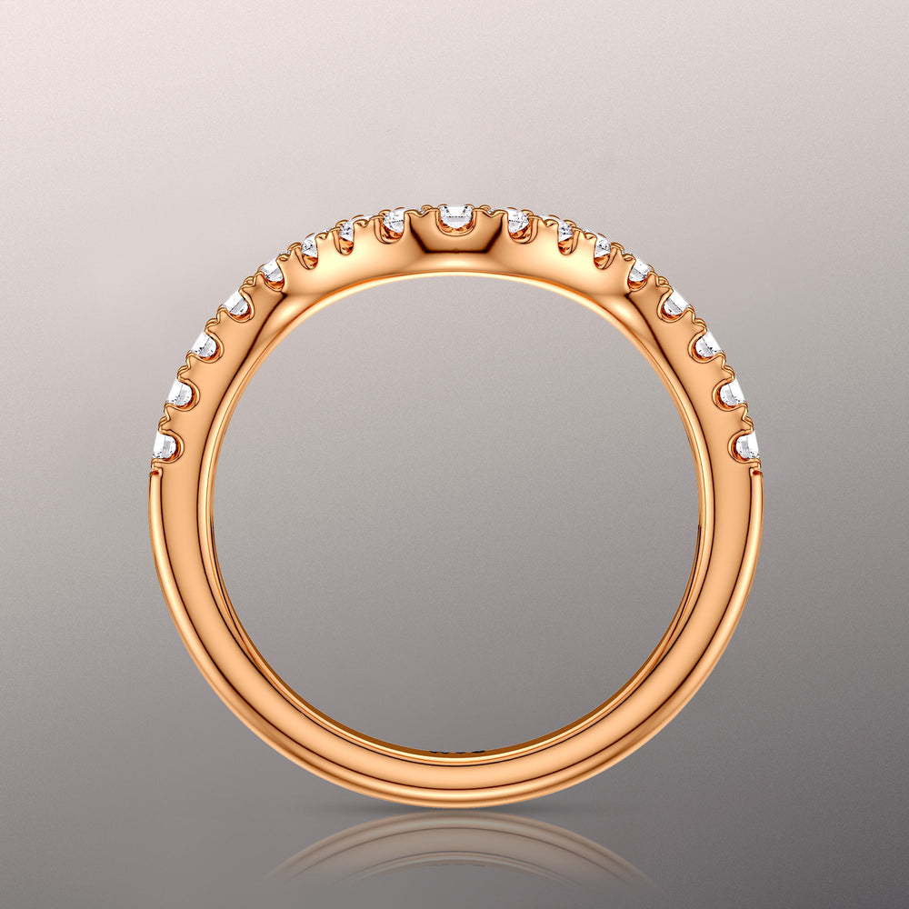 The Delacroix Diamond Wedding Band with 18KT Rose Gold Cut Diamond in 14KT Rose Gold view 2
