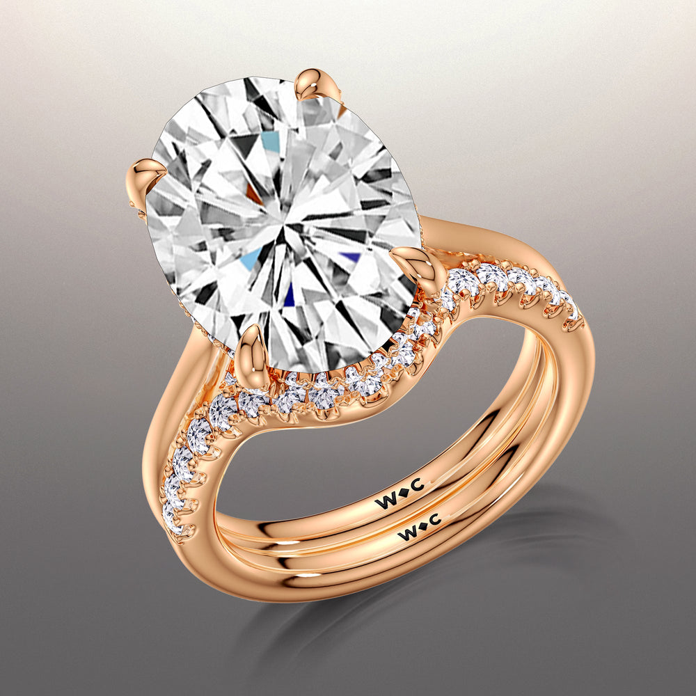 The Delacroix Diamond Wedding Band with 18KT Rose Gold Cut Diamond in 14KT Rose Gold view 3
