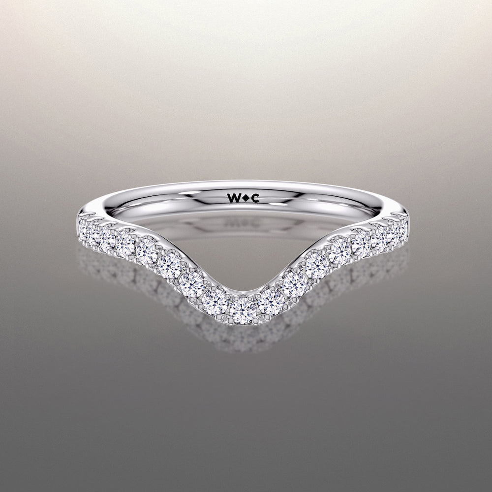 The Delacroix Diamond Wedding Band with Platinum Cut Diamond in 14KT Platinum view 1
