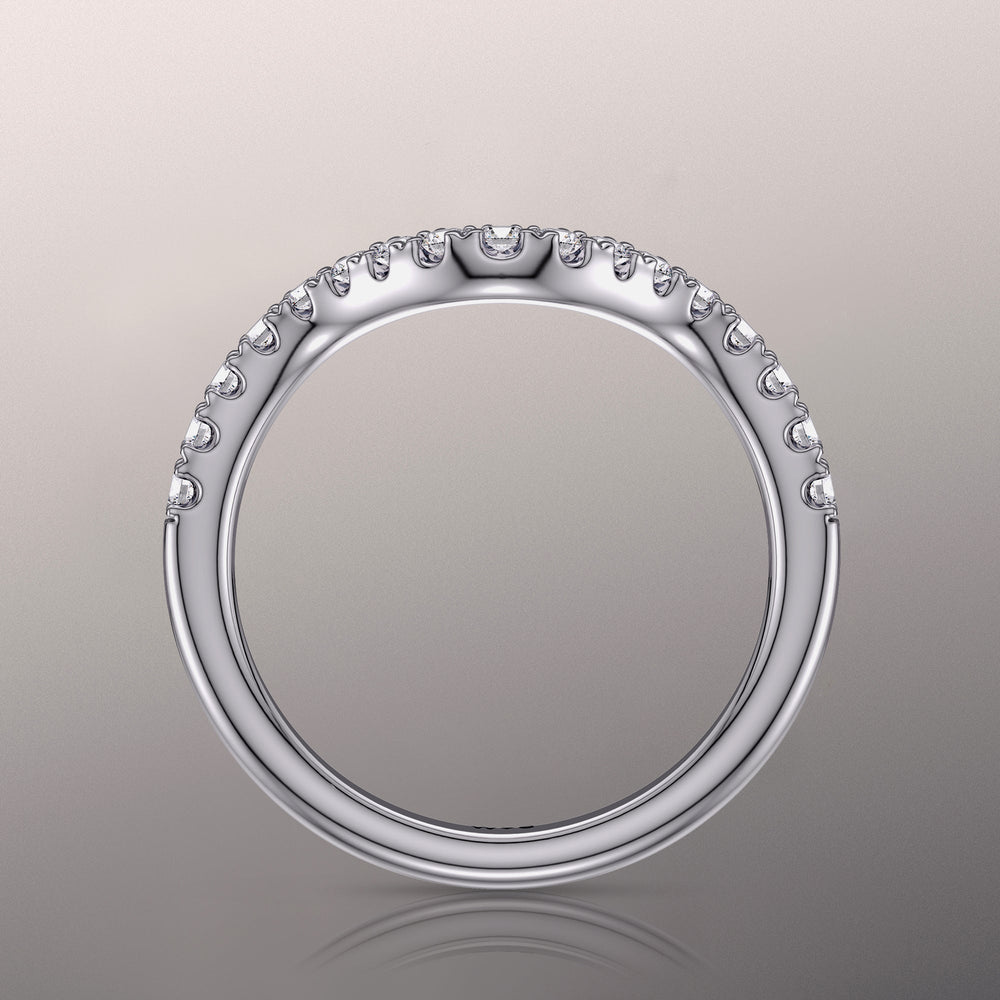 The Delacroix Diamond Wedding Band with Platinum Cut Diamond in 14KT Platinum view 2

