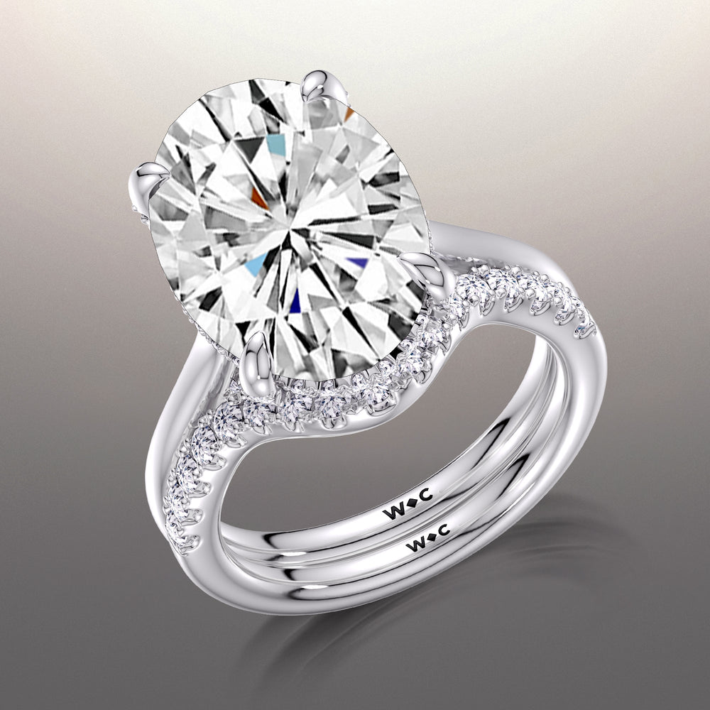The Delacroix Diamond Wedding Band with Platinum Cut Diamond in 14KT Platinum view 3
