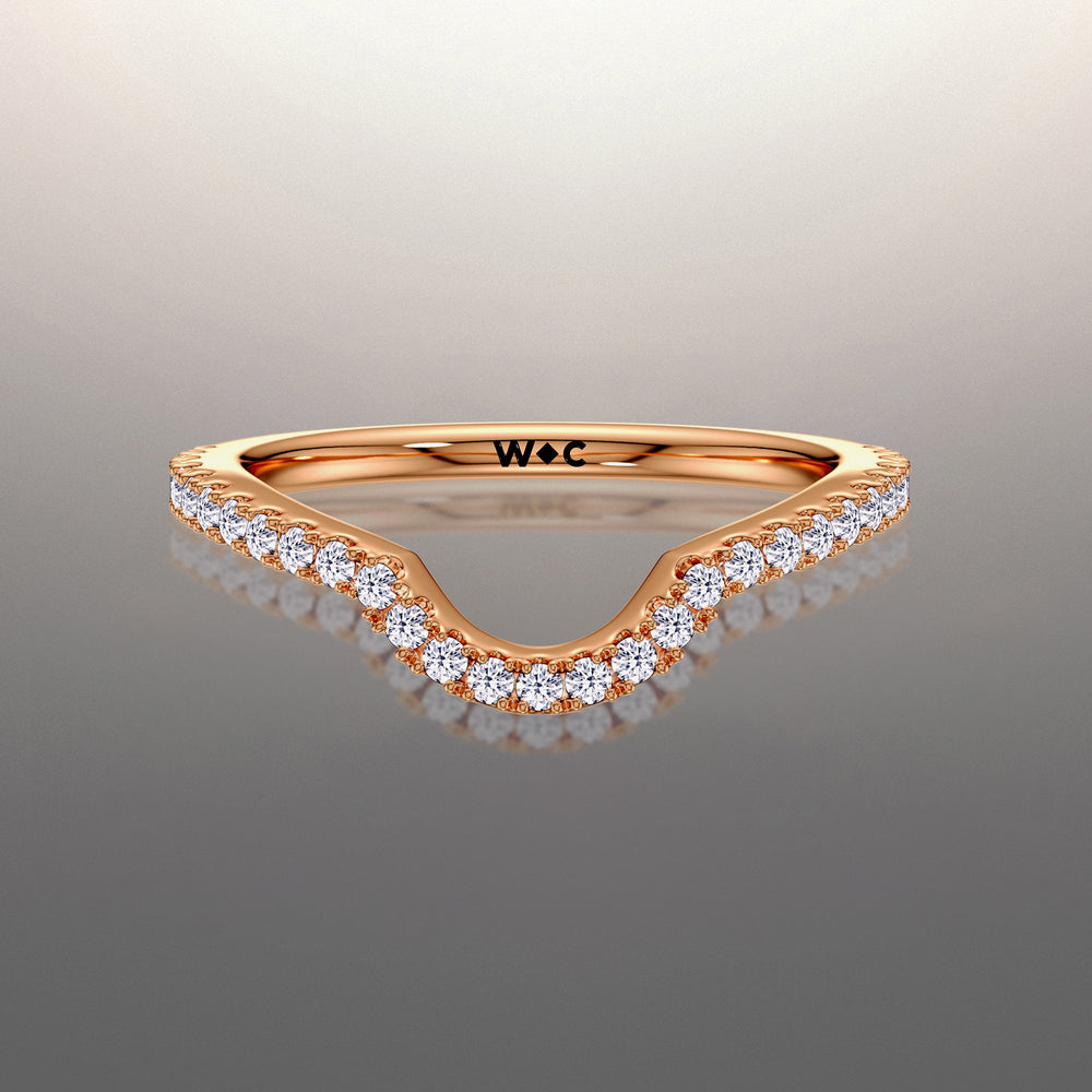The Calder Diamond Wedding Band with 18KT Rose Gold Cut Diamond in 14KT Rose Gold view 1
