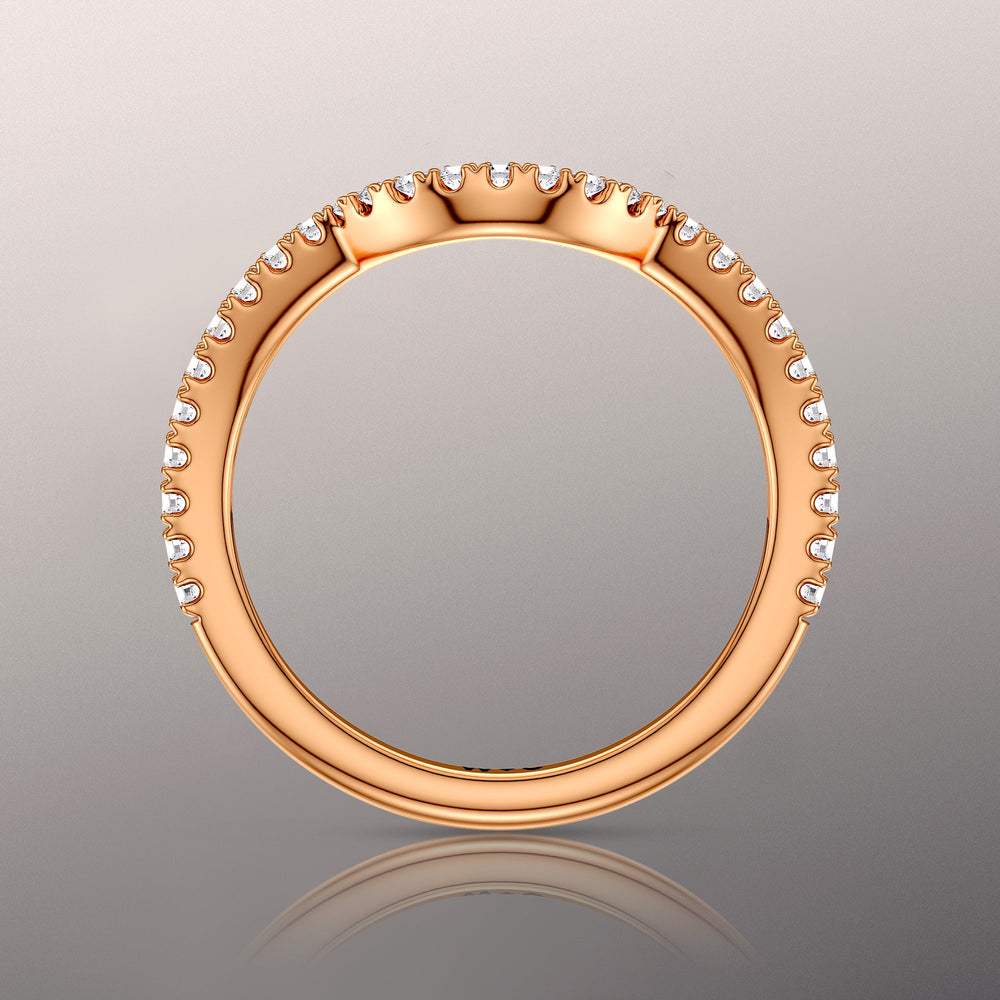 The Calder Diamond Wedding Band with 18KT Rose Gold Cut Diamond in 14KT Rose Gold view 2
