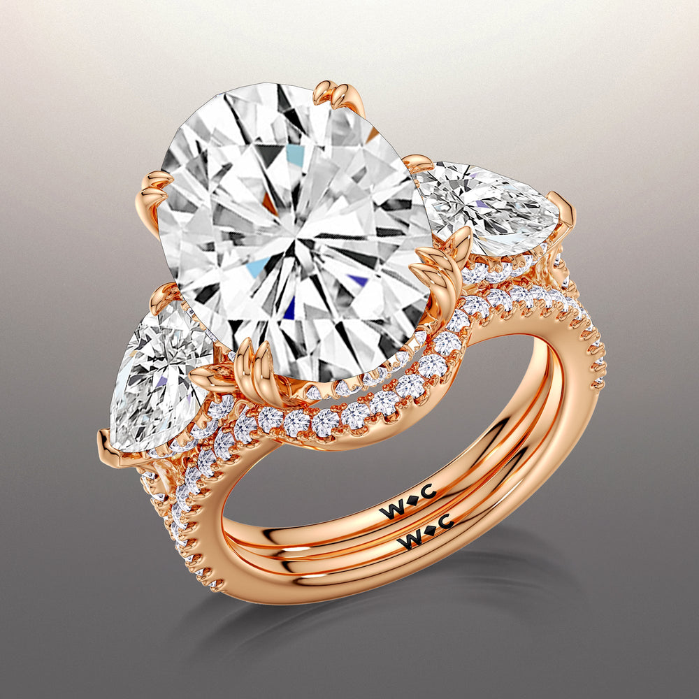 The Calder Diamond Wedding Band with 18KT Rose Gold Cut Diamond in 14KT Rose Gold view 3
