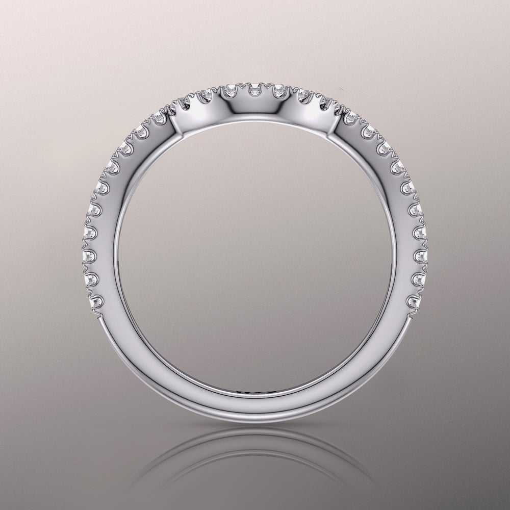 The Calder Diamond Wedding Band with Platinum Cut Diamond in 14KT Platinum view 2
