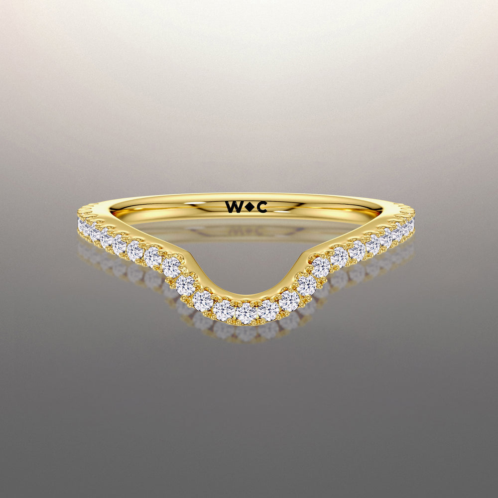 The Calder Diamond Wedding Band with 18KT Yellow Gold Cut Diamond in 14KT Yellow Gold view 1
