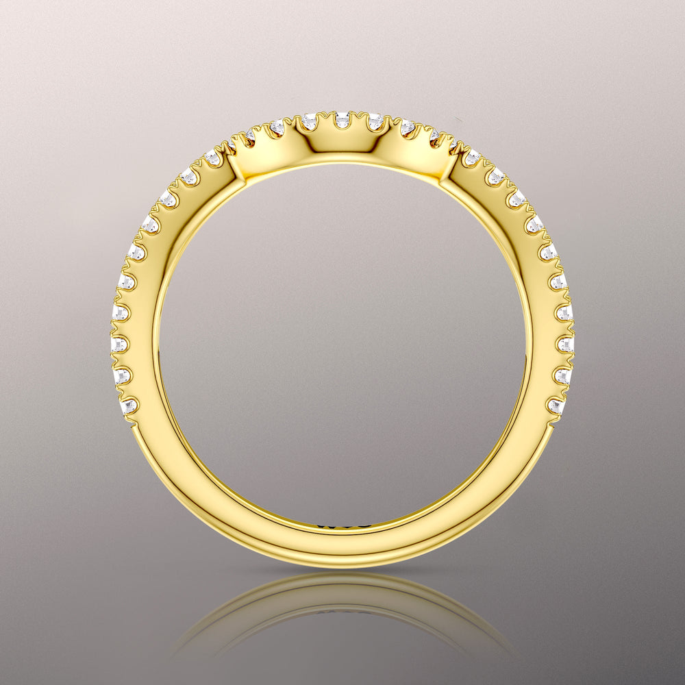 The Calder Diamond Wedding Band with 18KT Yellow Gold Cut Diamond in 14KT Yellow Gold view 2
