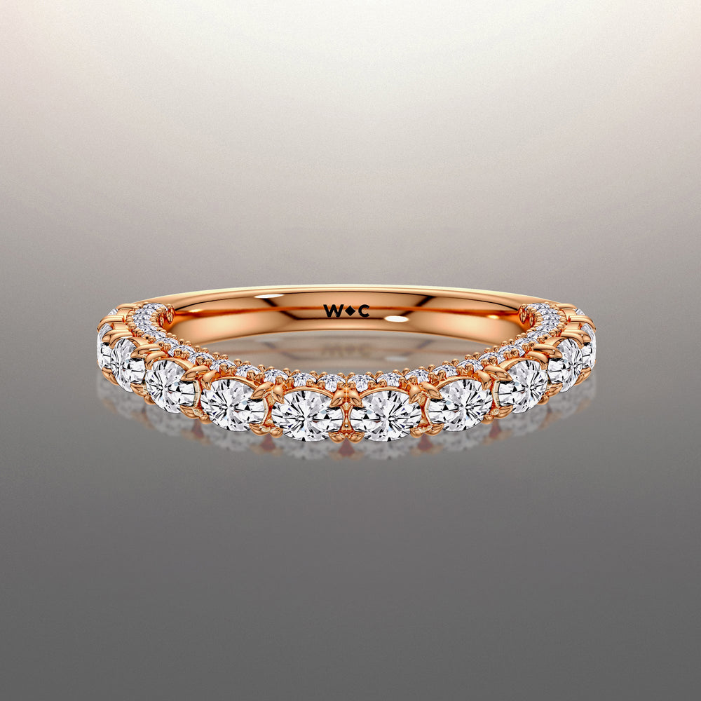 The Klimt Wedding Band with 18KT Rose Gold Cut Diamond in 14KT Rose Gold view 1
