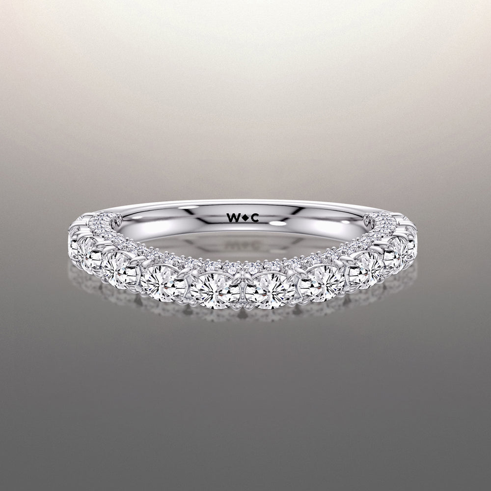 The Klimt Wedding Band with Platinum Cut Diamond in 14KT Platinum view 1
