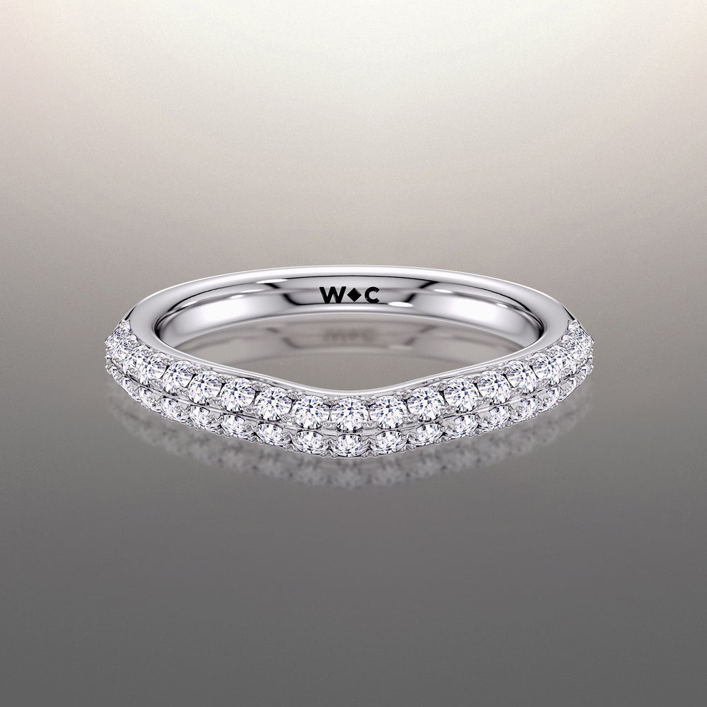 The Haring Diamond Wedding Band with Platinum Cut Diamond in 14KT Platinum view 1
