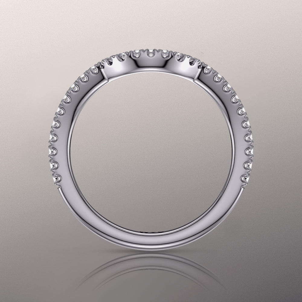 The Haring Diamond Wedding Band with Platinum Cut Diamond in 14KT Platinum view 2
