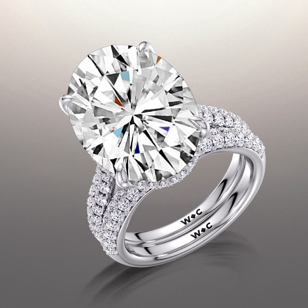 The Haring Diamond Wedding Band with Platinum Cut Diamond in 14KT Platinum view 3
