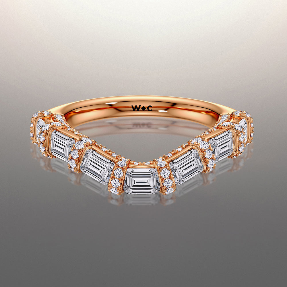 The Magritte Wedding Band with 18KT Rose Gold Cut Diamond in 14KT Rose Gold view 1
