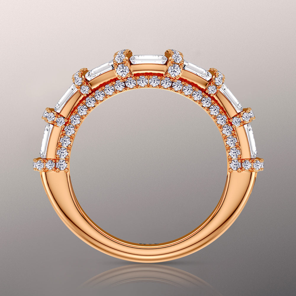 The Magritte Wedding Band with 18KT Rose Gold Cut Diamond in 14KT Rose Gold view 2
