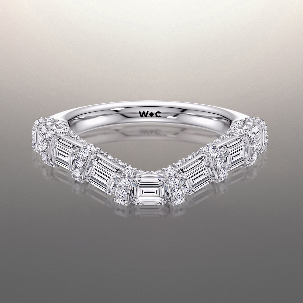 The Magritte Wedding Band with Platinum Cut Diamond in 14KT Platinum view 1
