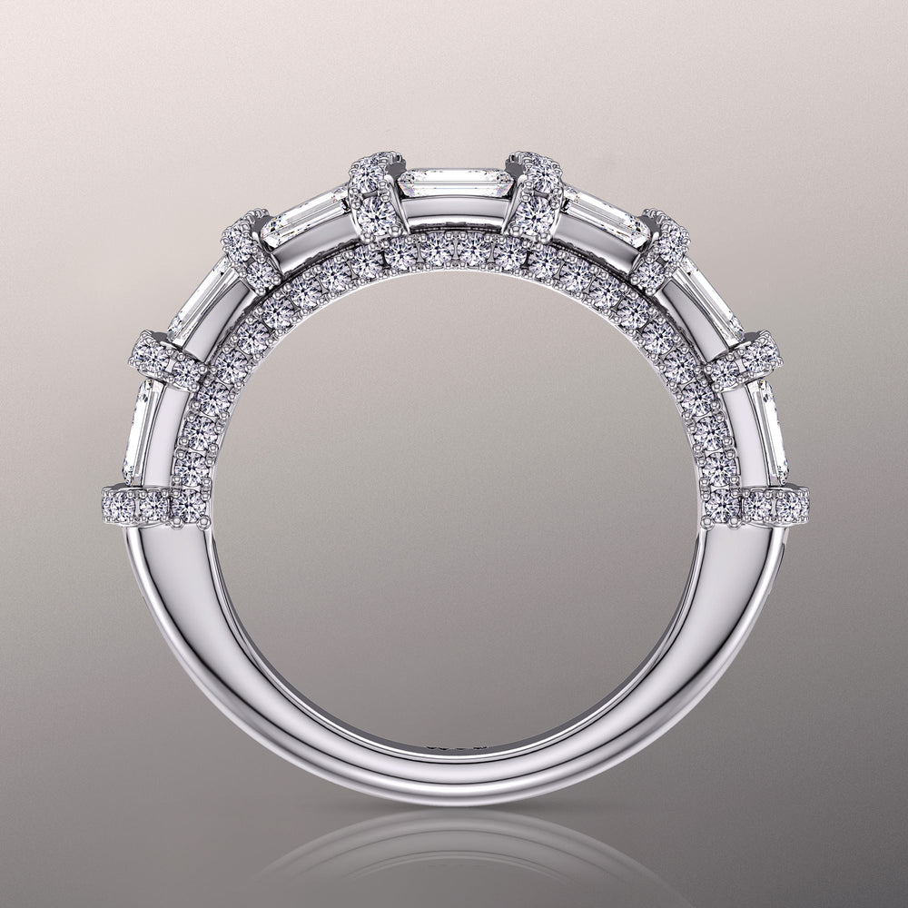 The Magritte Wedding Band with Platinum Cut Diamond in 14KT Platinum view 2
