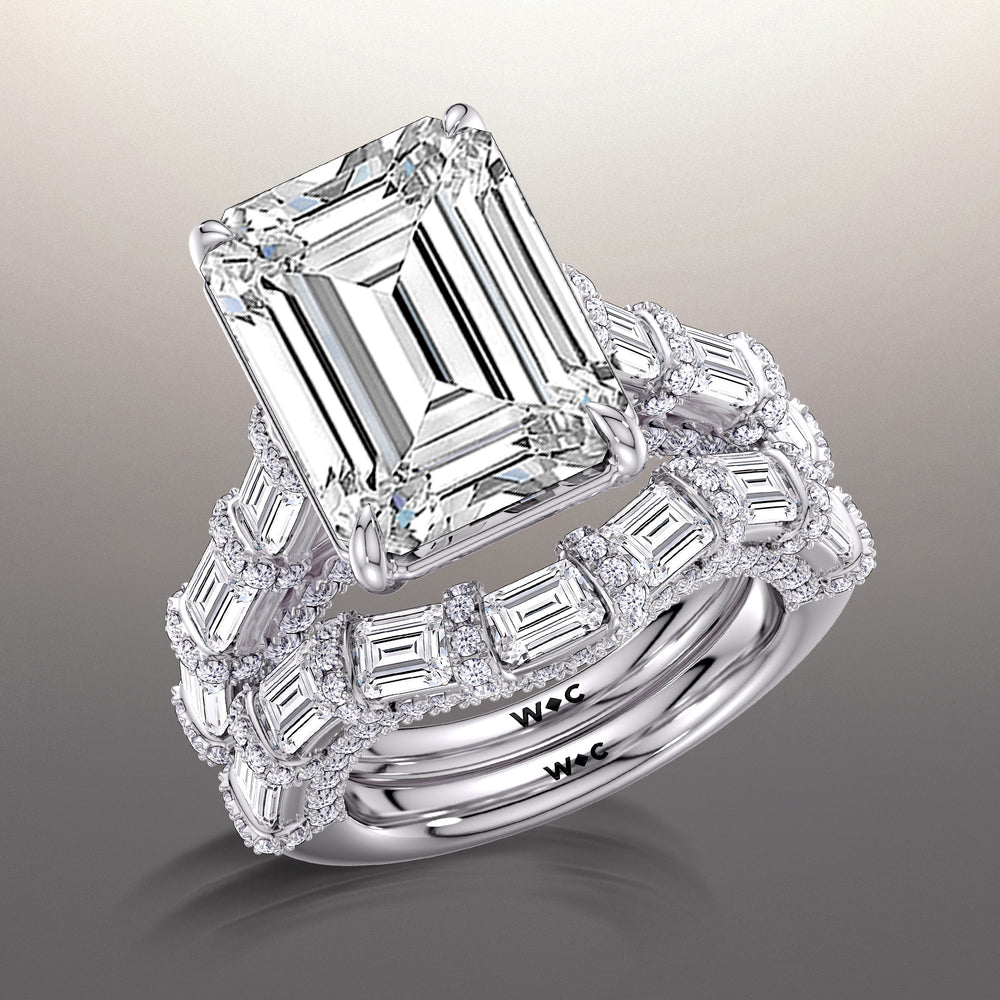 The Magritte Wedding Band with Platinum Cut Diamond in 14KT Platinum view 3
