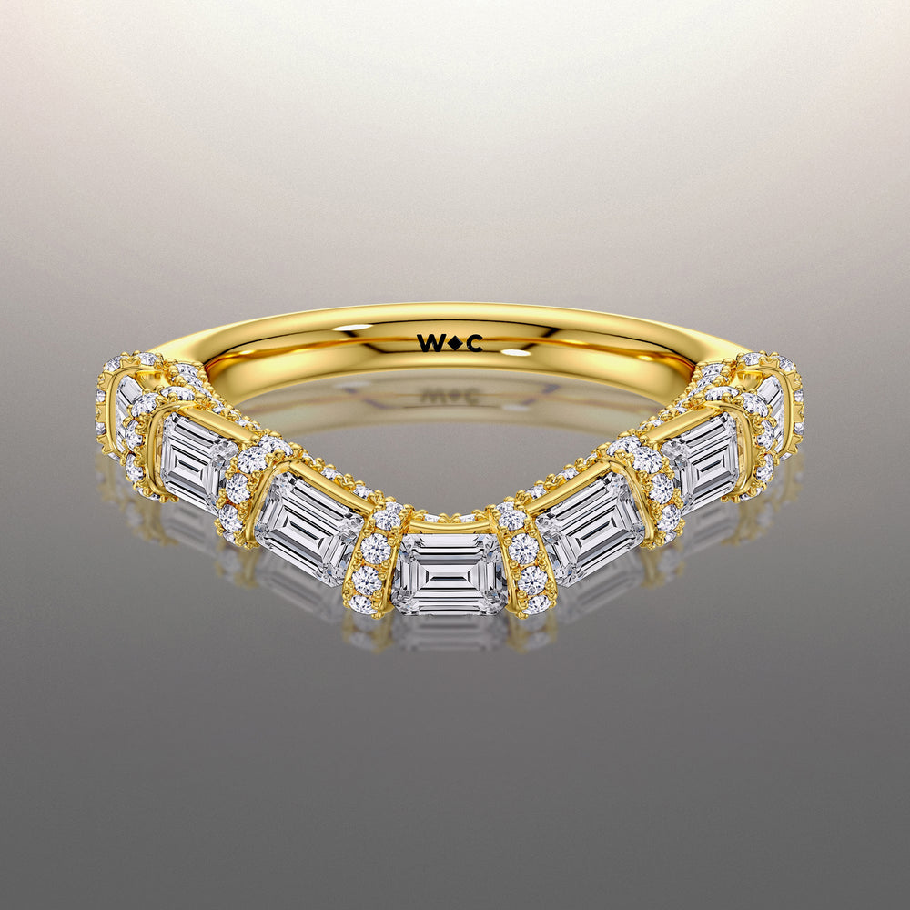 The Magritte Wedding Band with 18KT Yellow Gold Cut Diamond in 14KT Yellow Gold view 1
