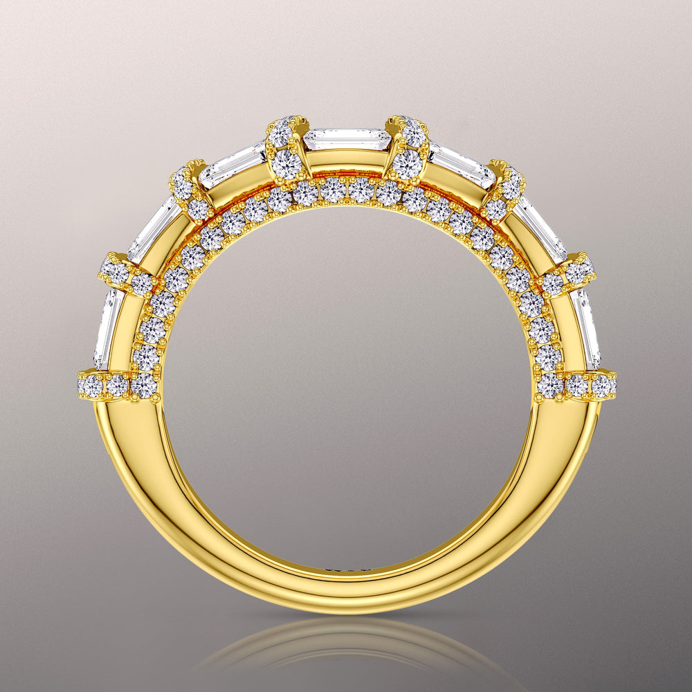 The Magritte Wedding Band with 18KT Yellow Gold Cut Diamond in 14KT Yellow Gold view 2

