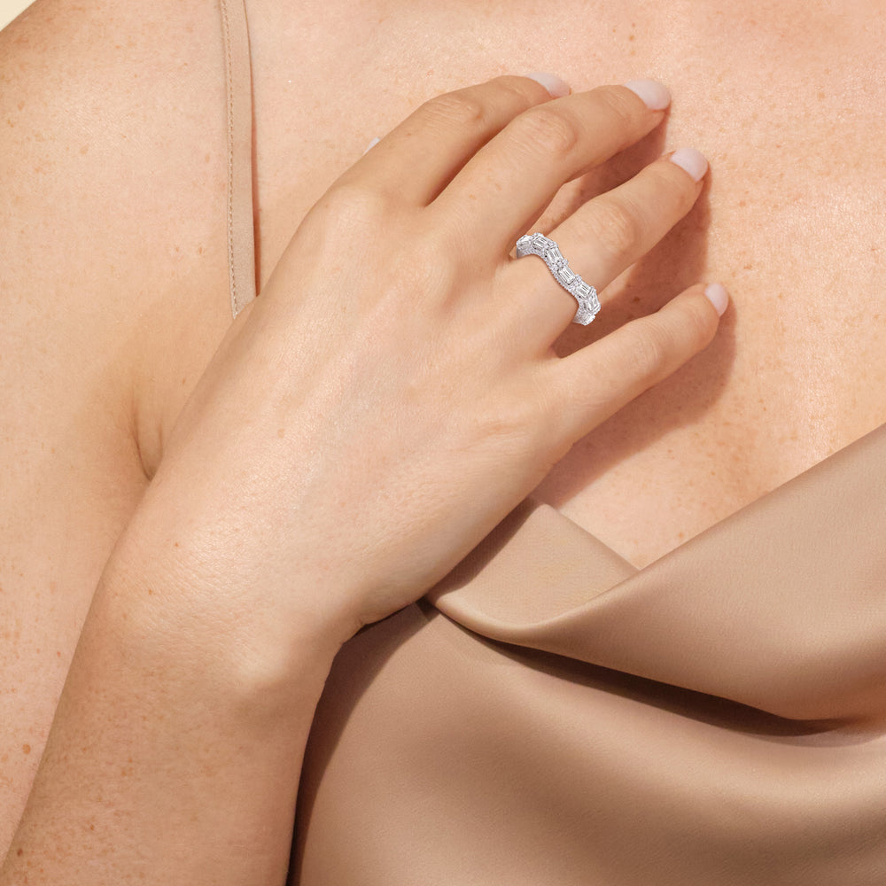 Model Wearing The Magritte Wedding Band view