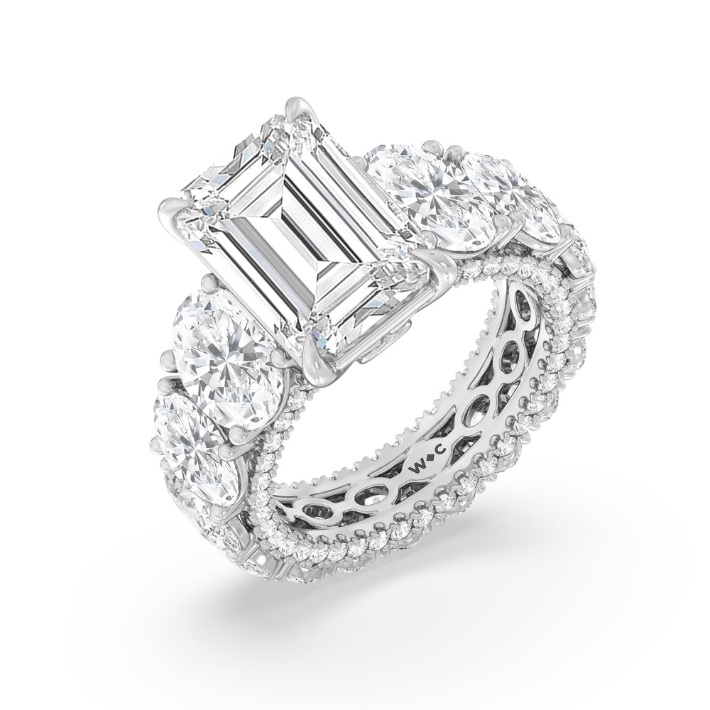 The Broome Ring with Emerald Cut Diamond in 14KT Platinum view 3
