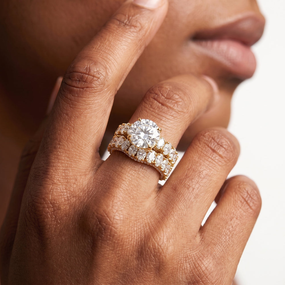 The Broome Diamond Band with 18KT Yellow Gold Cut Diamond in 14KT Yellow Gold view 3
