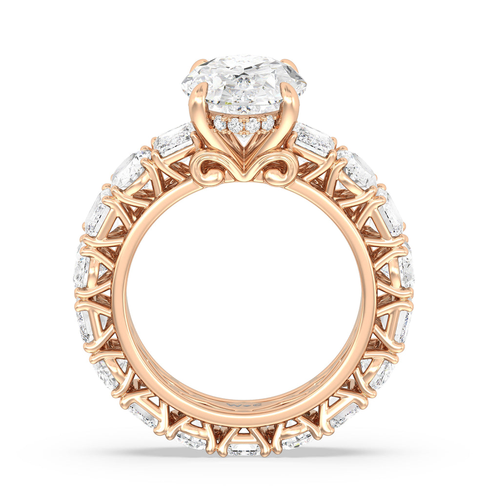 The Wall Street Ring with Oval Cut Diamond in 14KT Rose Gold view 2
