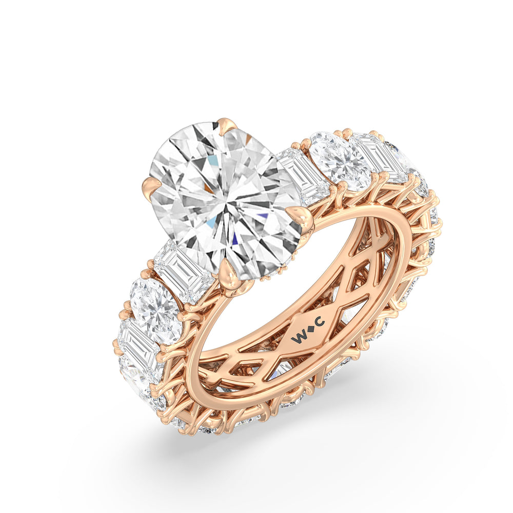 The Wall Street Ring with Oval Cut Diamond in 14KT Rose Gold view 3

