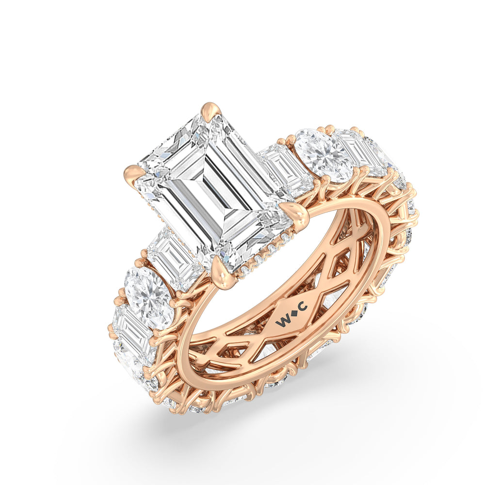 The Wall Street Ring with Emerald Cut Diamond in 14KT Rose Gold view 3
