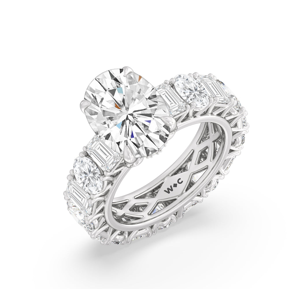 The Wall Street Ring with Oval Cut Diamond in 14KT Platinum view 3
